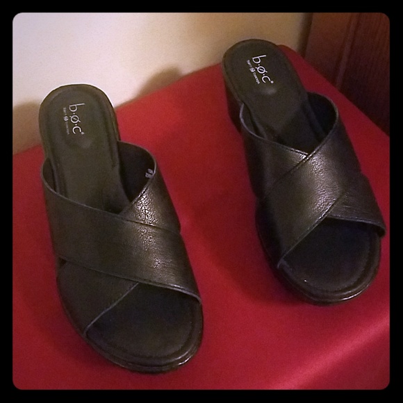 BoC Wedge Black Sandles - Picture 1 of 4